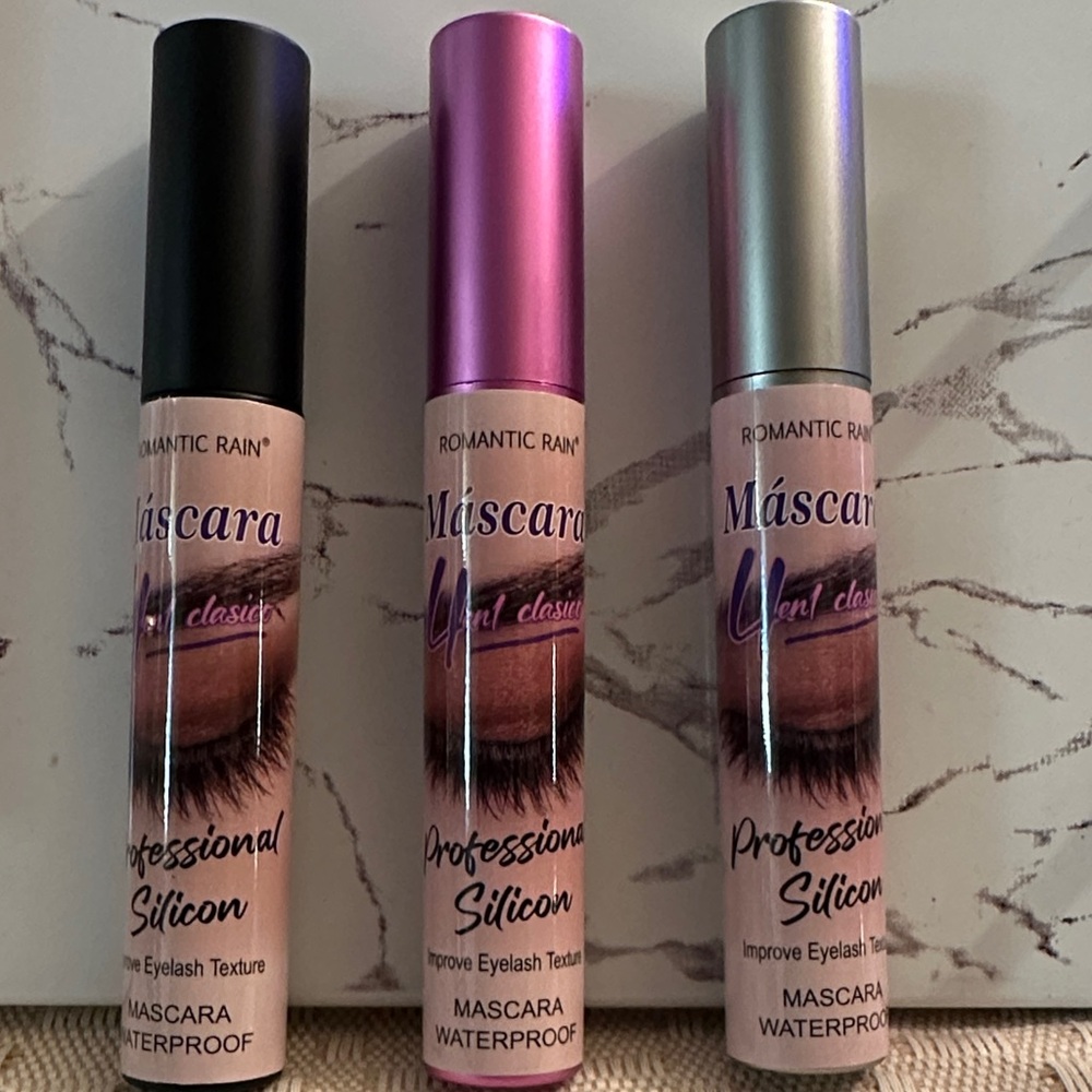Three Pcs,Waterproof Mascara Set - Black, Purple, Silver